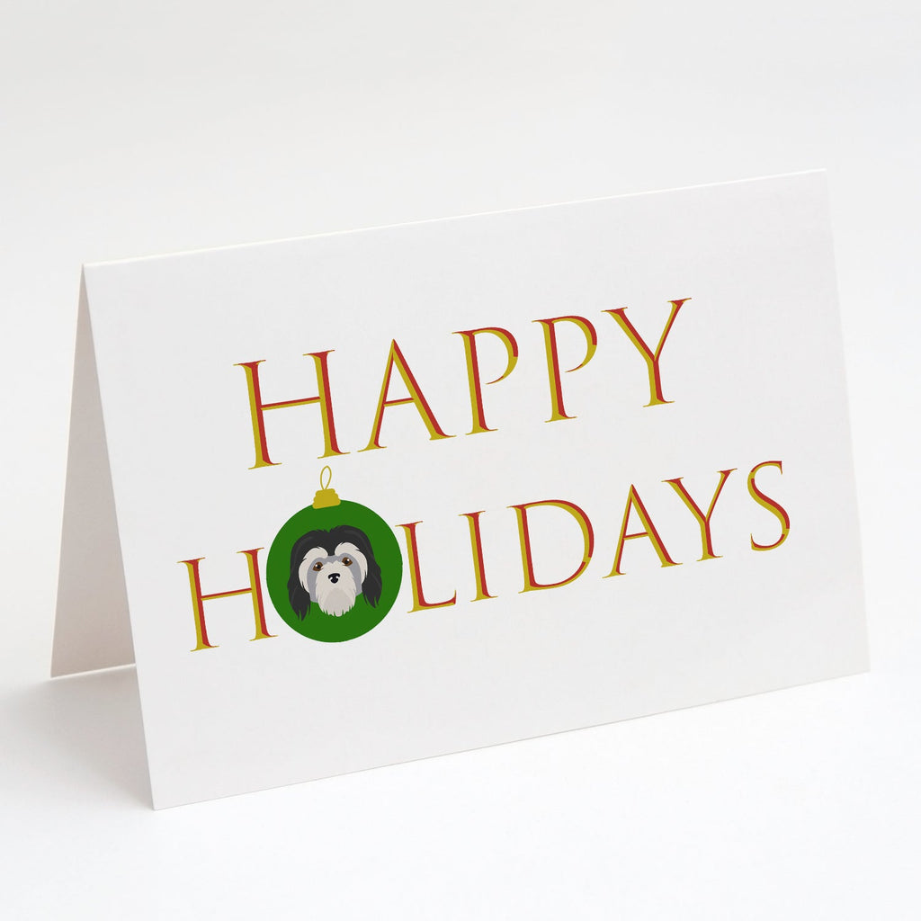 Lowchen Little Lion Dog - Dog Face Happy Holidays Christmas Greeting Cards Pack of 8 Blank Cards with Envelopes Whimsical A7 Size 5x7