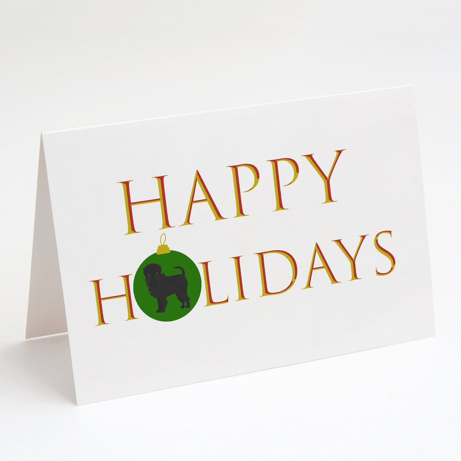 Affenpinscher #2 Happy Holidays Greeting Cards Pack of 8 Blank Cards with Envelopes Whimsical A7 Size 5x7
