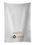 Bolognese Happy Holidays Kitchen Towel Set of 2 White Dish Towels Decorative Bathroom Hand towel for Hand, Face, Hair, Yoga, Tea, Dishcloth, 19 X 28", White