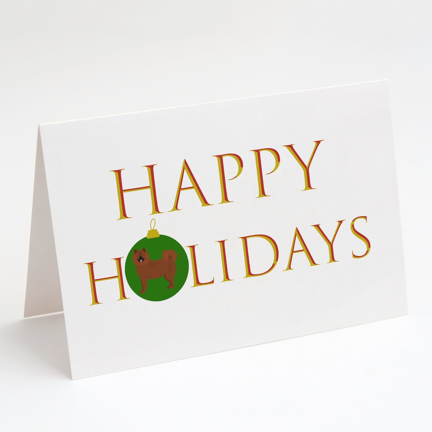 Eurasier Happy Holidays Greeting Cards Pack of 8 Blank Cards with Envelopes Whimsical A7 Size 5x7