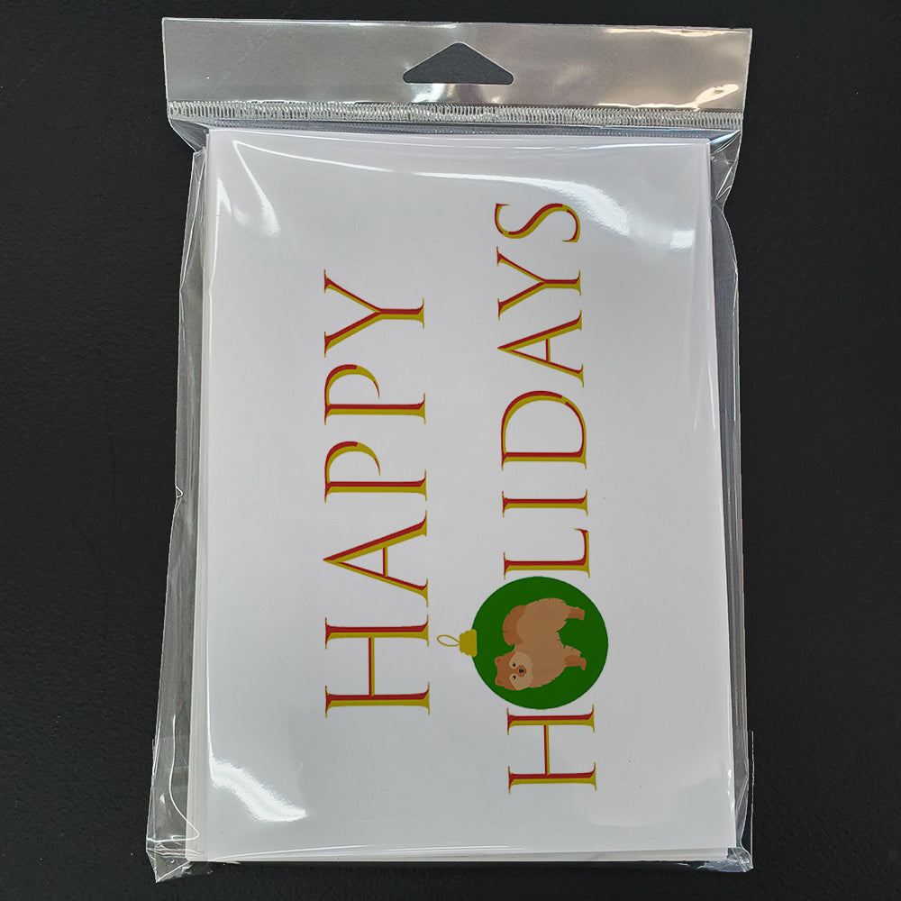 German Spitz #2 Happy Holidays Greeting Cards Pack of 8 Blank Cards with Envelopes Whimsical A7 Size 5x7