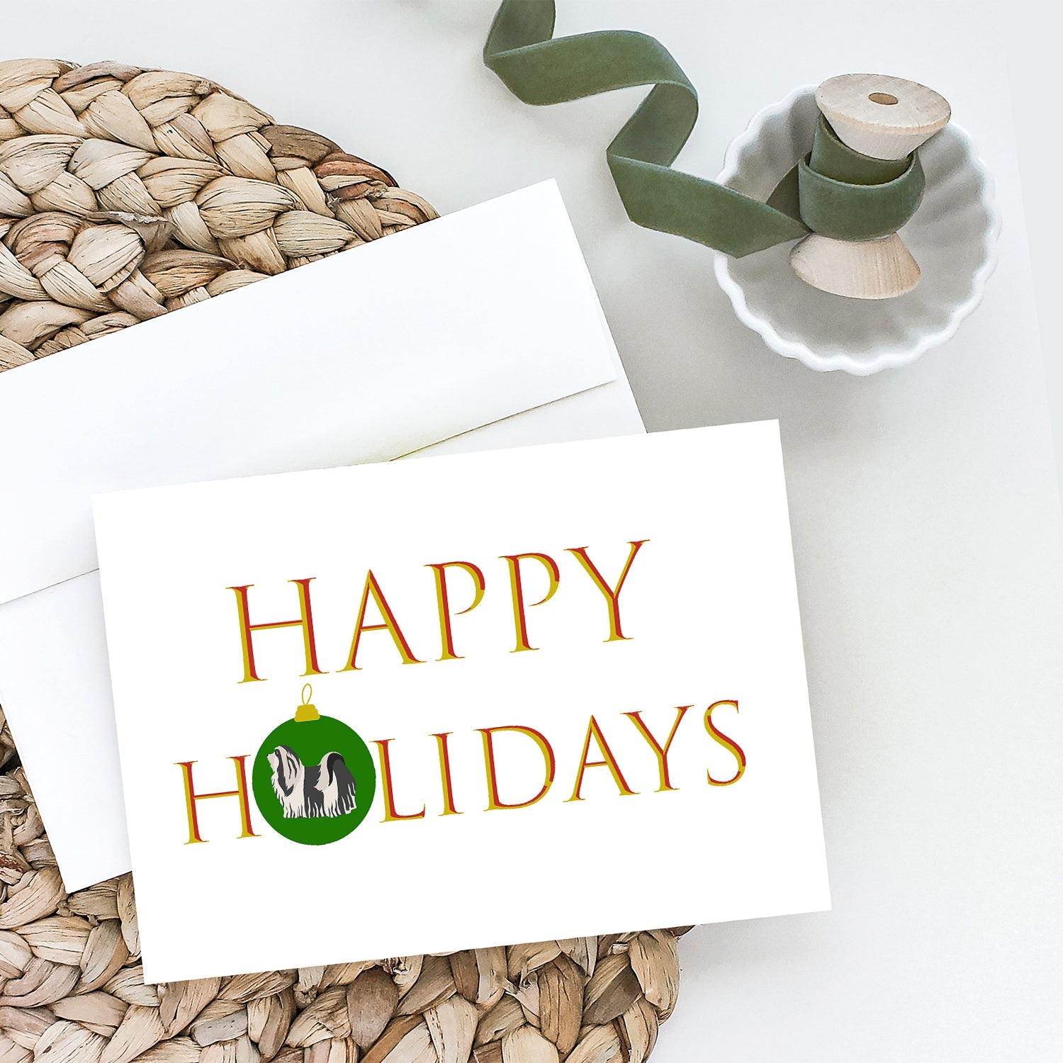 Havanese #1 Happy Holidays Greeting Cards Pack of 8 Blank Cards with Envelopes Whimsical A7 Size 5x7
