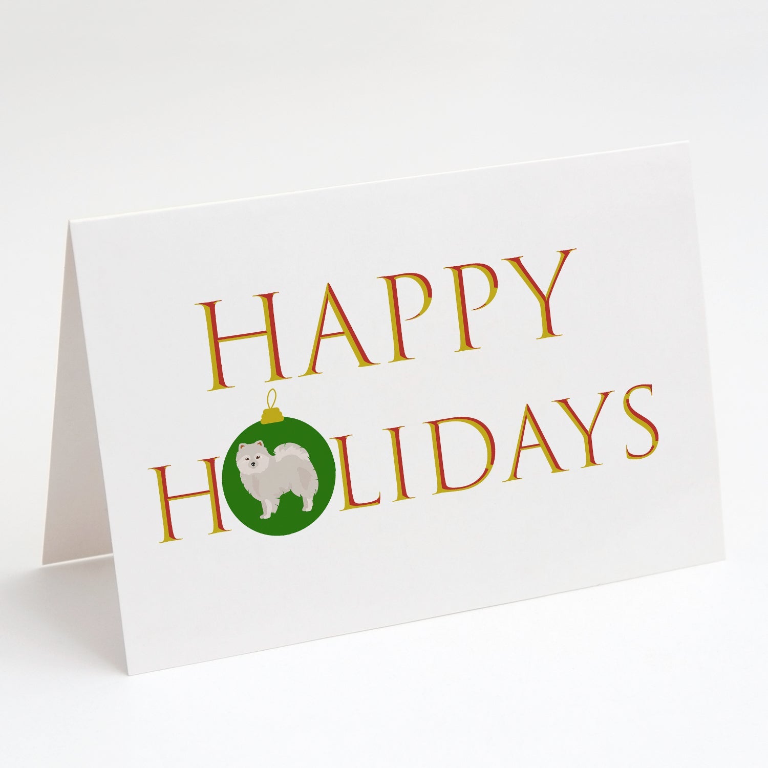 Japanese Spitz Happy Holidays Greeting Cards Pack of 8 Blank Cards with Envelopes Whimsical A7 Size 5x7