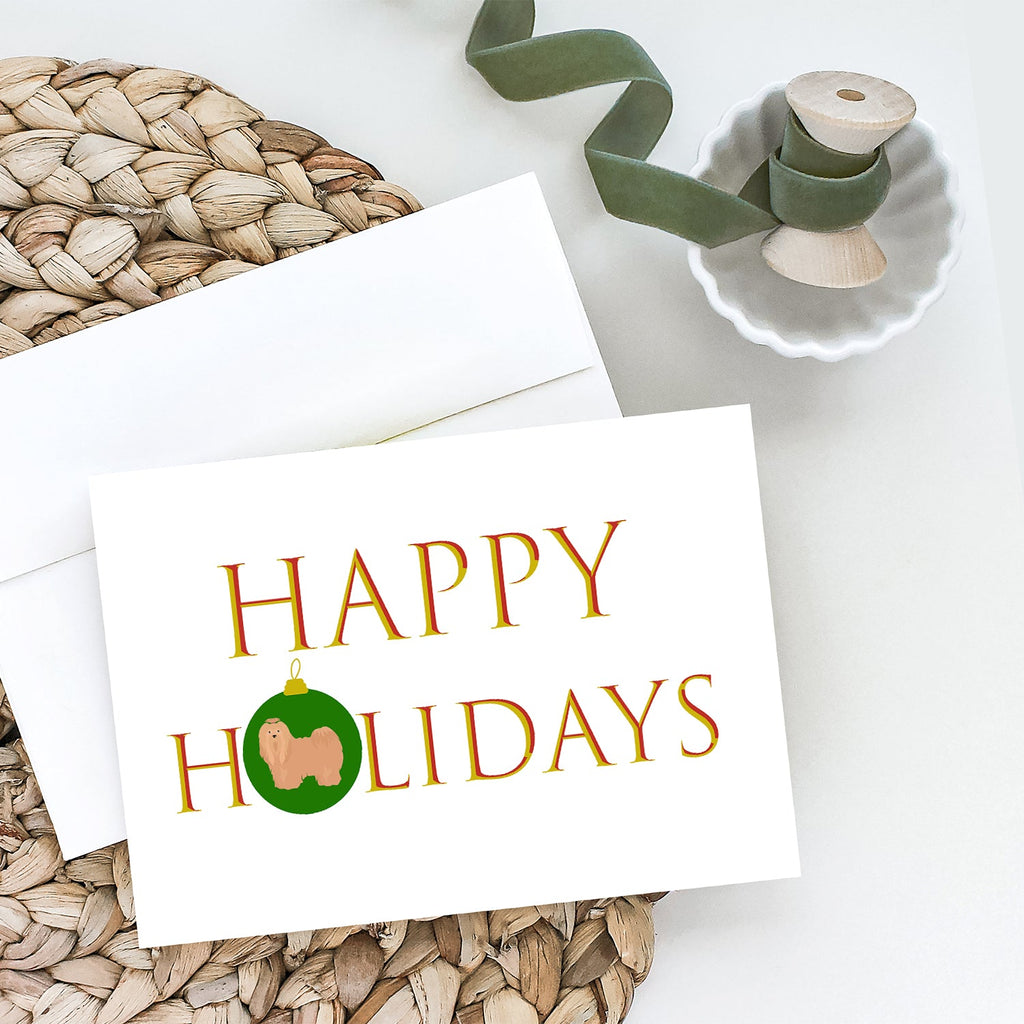 Lhasa Apso #1 Happy Holidays Greeting Cards Pack of 8 Blank Cards with Envelopes Whimsical A7 Size 5x7