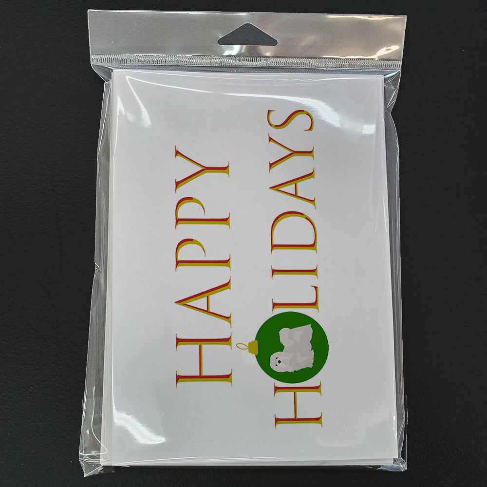 Lhasa Apso #2 Happy Holidays Greeting Cards Pack of 8 Blank Cards with Envelopes Whimsical A7 Size 5x7