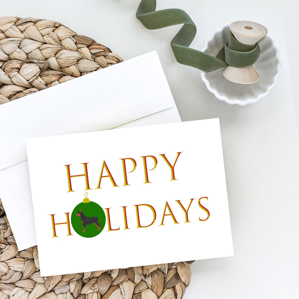 Miniature Pinscher Happy Holidays Greeting Cards Pack of 8 Blank Cards with Envelopes Whimsical A7 Size 5x7