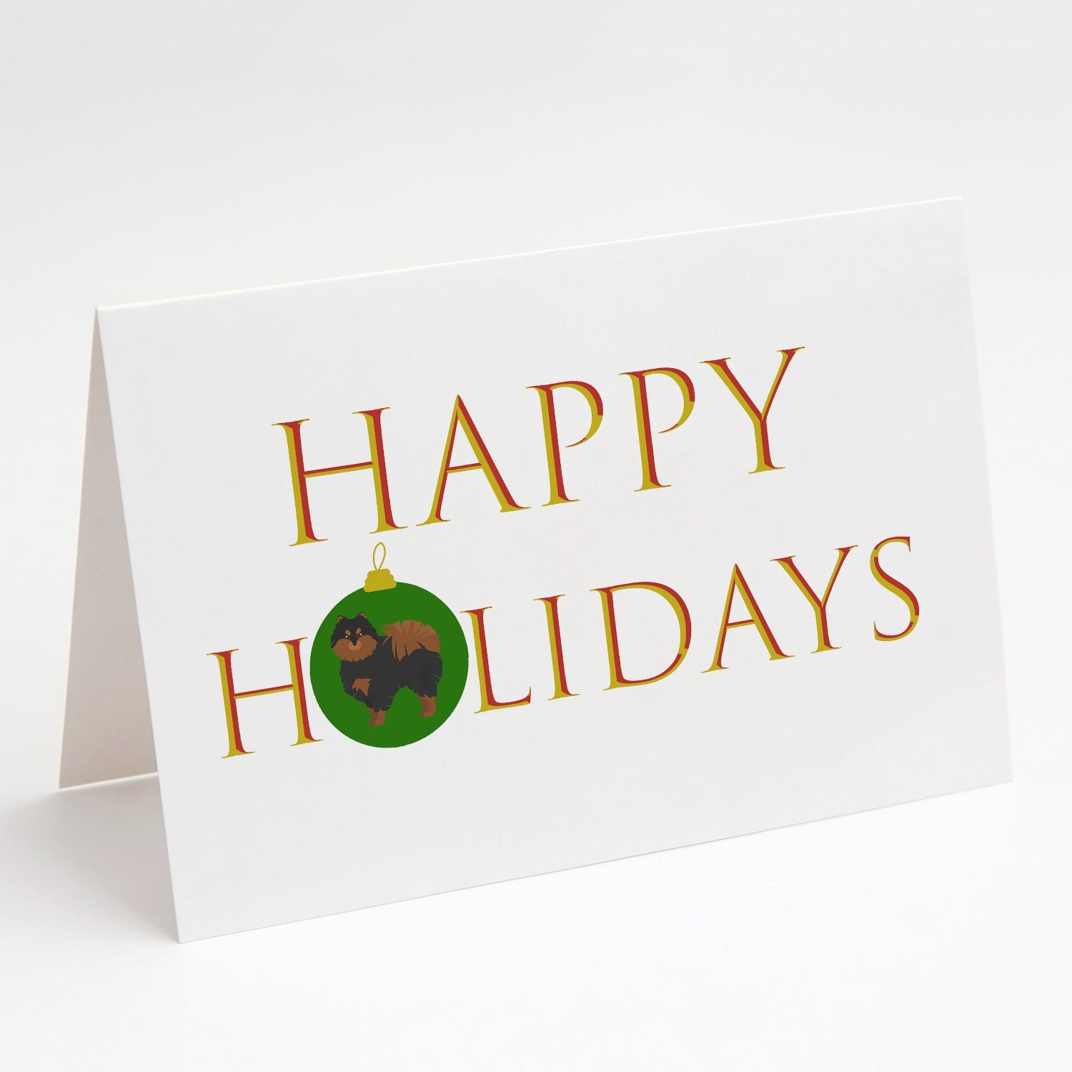 Pomeranian #2 Happy Holidays Greeting Cards Pack of 8 Blank Cards with Envelopes Whimsical A7 Size 5x7
