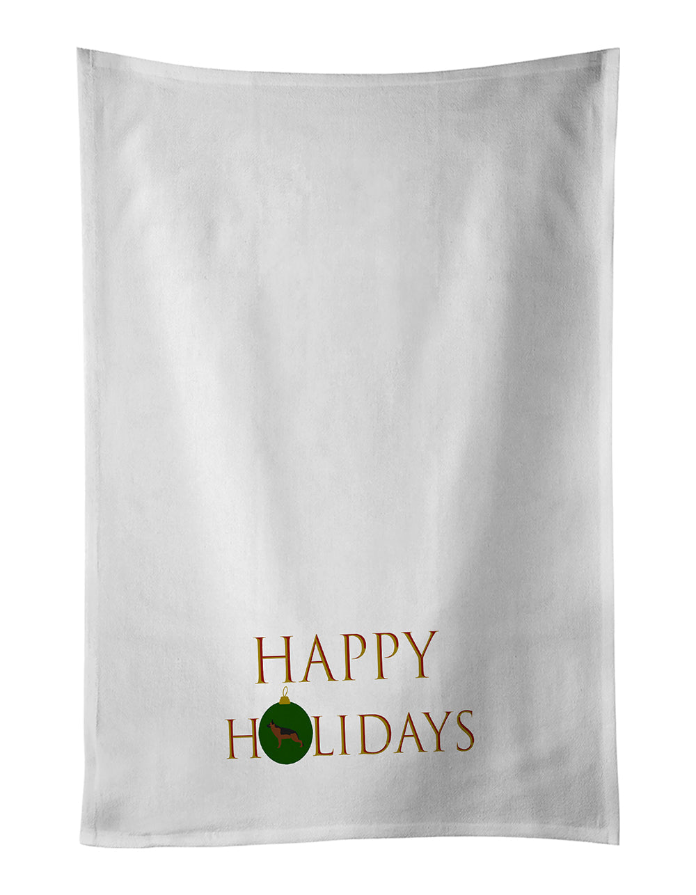 German Shepherd Happy Holidays Kitchen Towel Set of 2 White Dish Towels Decorative Bathroom Hand towel for Hand, Face, Hair, Yoga, Tea, Dishcloth, 19 X 28", White