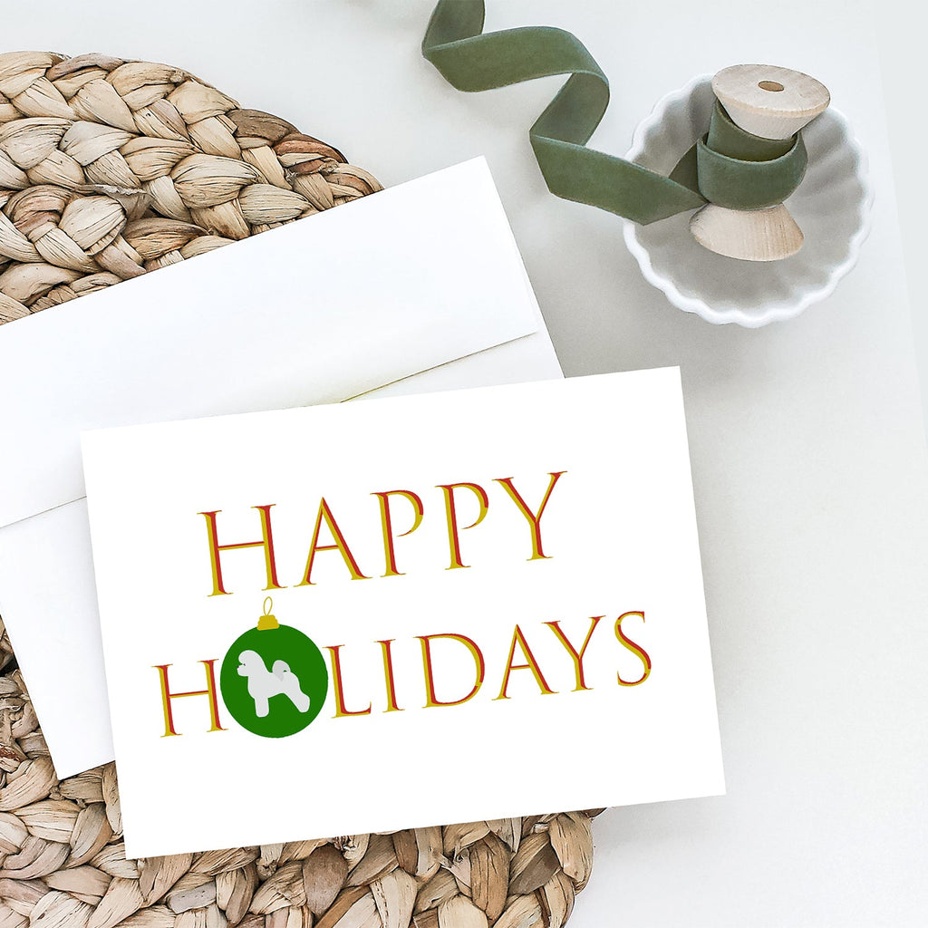 Bichon Frise Happy Holidays Greeting Cards Pack of 8 Blank Cards with Envelopes Whimsical A7 Size 5x7