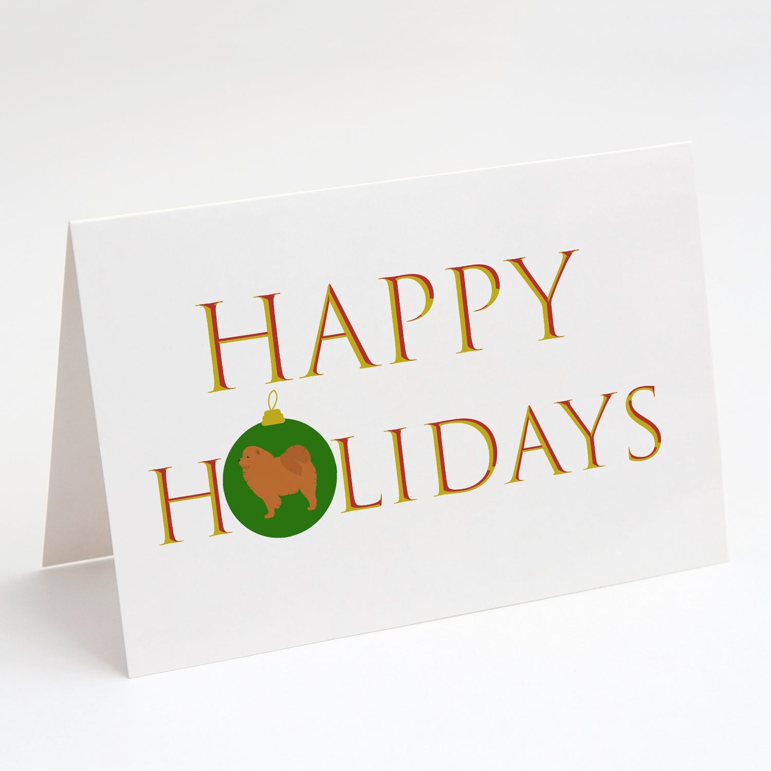 Chow Chow Happy Holidays Greeting Cards Pack of 8 Blank Cards with Envelopes Whimsical A7 Size 5x7