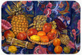 Fruit & Vegetables by Neil Drury Cutting Board Tempered Glass Kitchen Cutting Surface, Heat Resistant Chopping, Non-Slip Feet, Food Prep & Serving