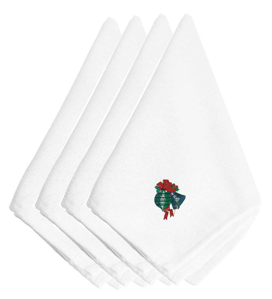 Christmas Ornaments Embroidered Napkins Set of 4 Napkin Cloth Washable, Soft, Durable, Table Dinner Napkins Cloth for Hotel, Lunch, Restaurant, Weddings, Parties