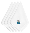 Christmas Toy Rabbit N' a Box Embroidered Napkins Set of 4 Napkin Cloth Washable, Soft, Durable, Table Dinner Napkins Cloth for Hotel, Lunch, Restaurant, Weddings, Parties
