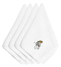 Christmas Seasons Greetings Snowman Embroidered Napkins Set of 4 Napkin Cloth Washable, Soft, Durable, Table Dinner Napkins Cloth for Hotel, Lunch, Restaurant, Weddings, Parties
