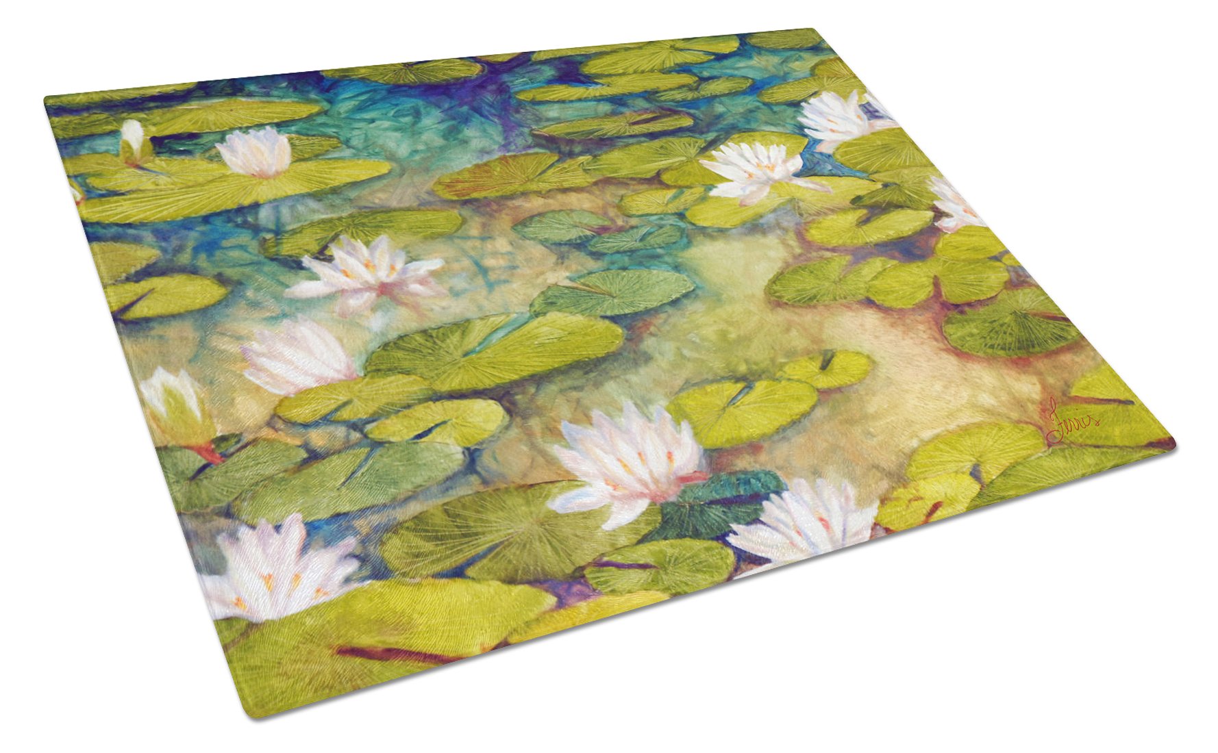 Waterlillies by Ferris Hotard Cutting Board Tempered Glass Kitchen Cutting Surface, Heat Resistant Chopping, Non-Slip Feet, Food Prep & Serving