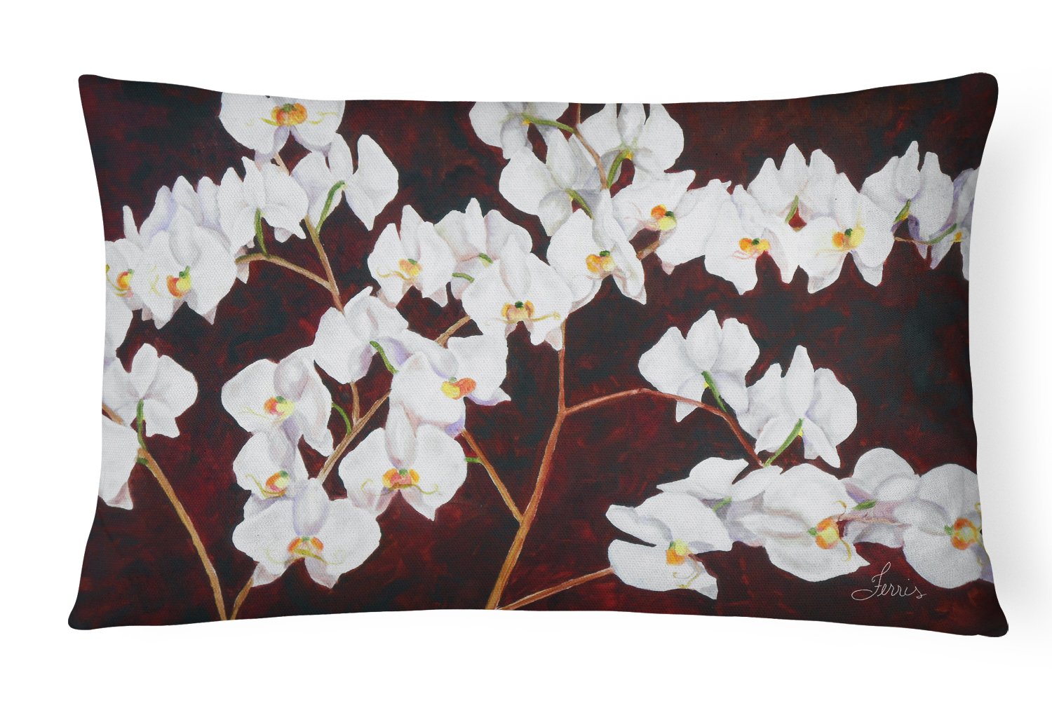 Ordchids by Ferris Hotard Decorative Throw Pillow 12x16 Indoor Outdoor Accent Cushion, Fabric Cover with Insert for Sofa, Bed, Porch & Living Room