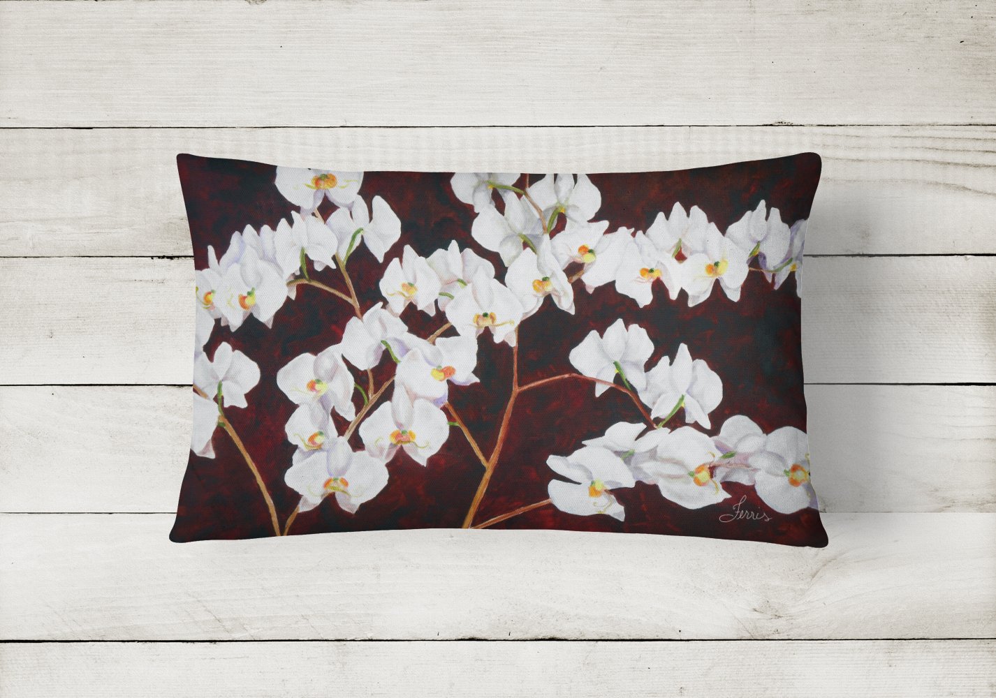 Ordchids by Ferris Hotard Decorative Throw Pillow 12x16 Indoor Outdoor Accent Cushion, Fabric Cover with Insert for Sofa, Bed, Porch & Living Room