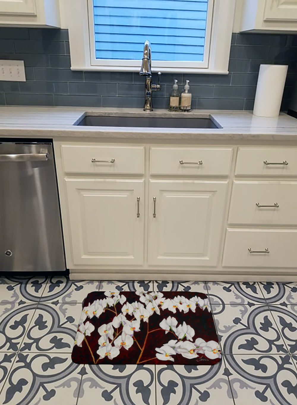 Ordchids by Ferris Hotard Memory Foam Kitchen Mat Machine Washable Anti-Fatigue Cushion Comfort Bath or Kitchen Rug