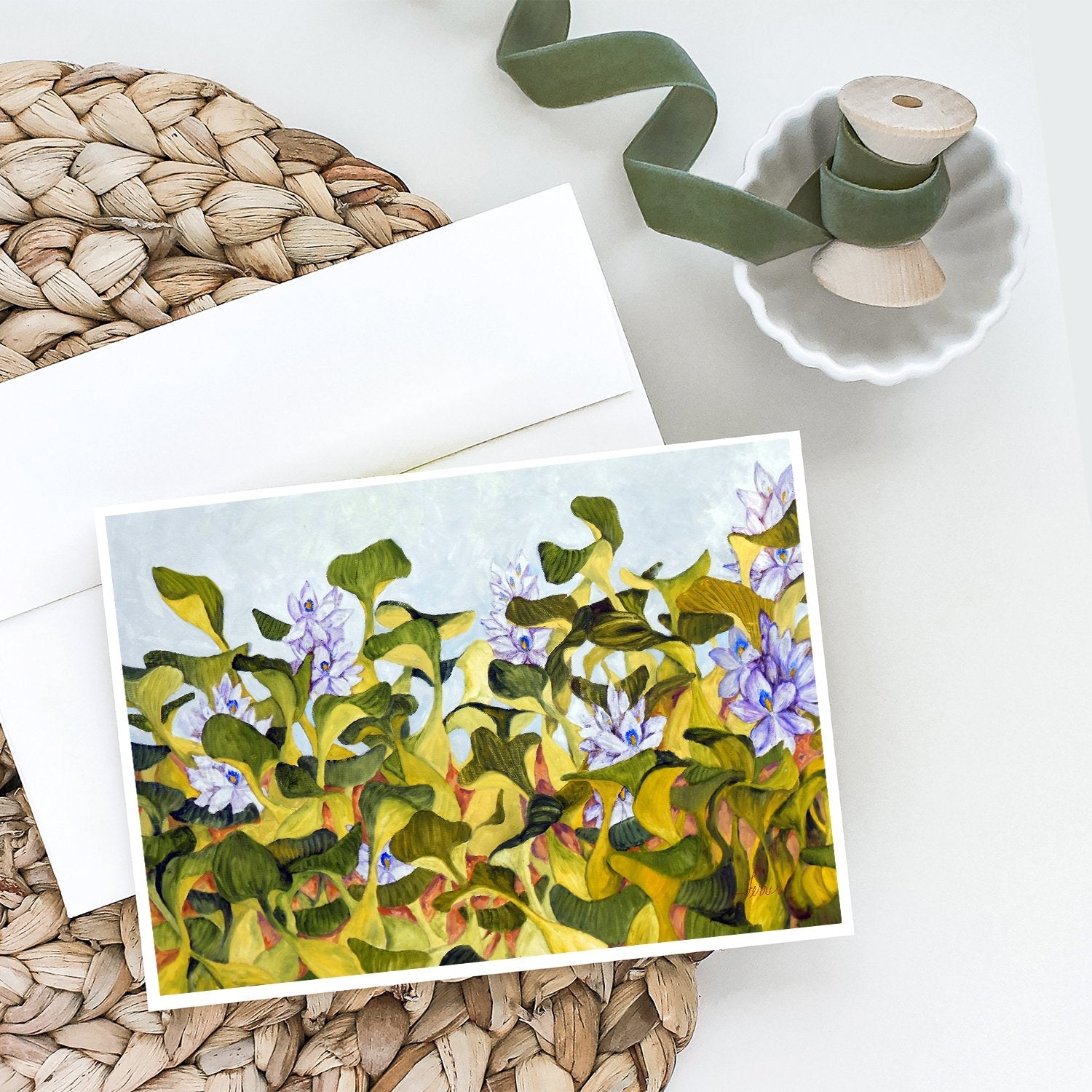 Water Hyacinth by Ferris Hotard Greeting Cards Pack of 8 Blank Cards with Envelopes Whimsical A7 Size 5x7