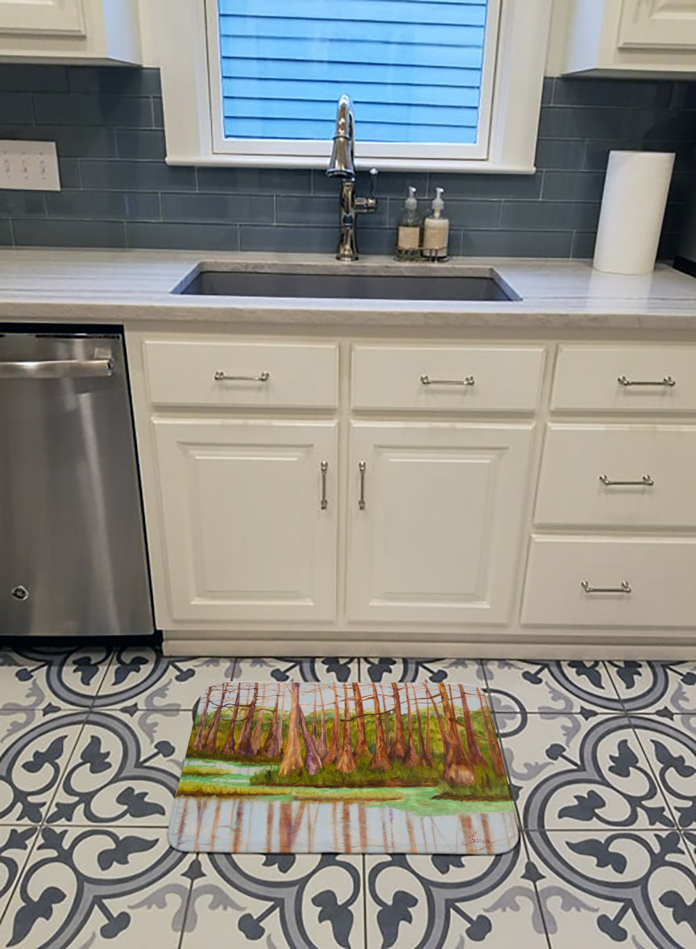 Bayou by Ferris Hotard Memory Foam Kitchen Mat Machine Washable Anti-Fatigue Cushion Comfort Bath or Kitchen Rug