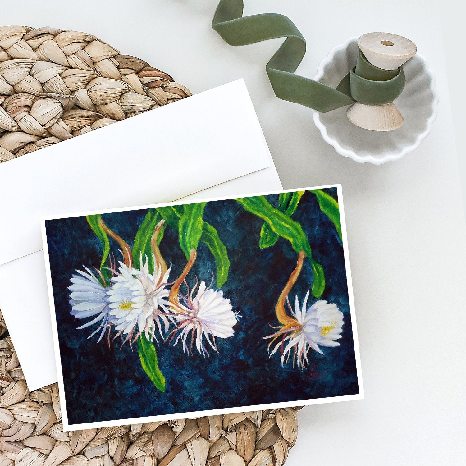 Night Blooming Cereus by Ferris Hotard Greeting Cards Pack of 8 Blank Cards with Envelopes Whimsical A7 Size 5x7