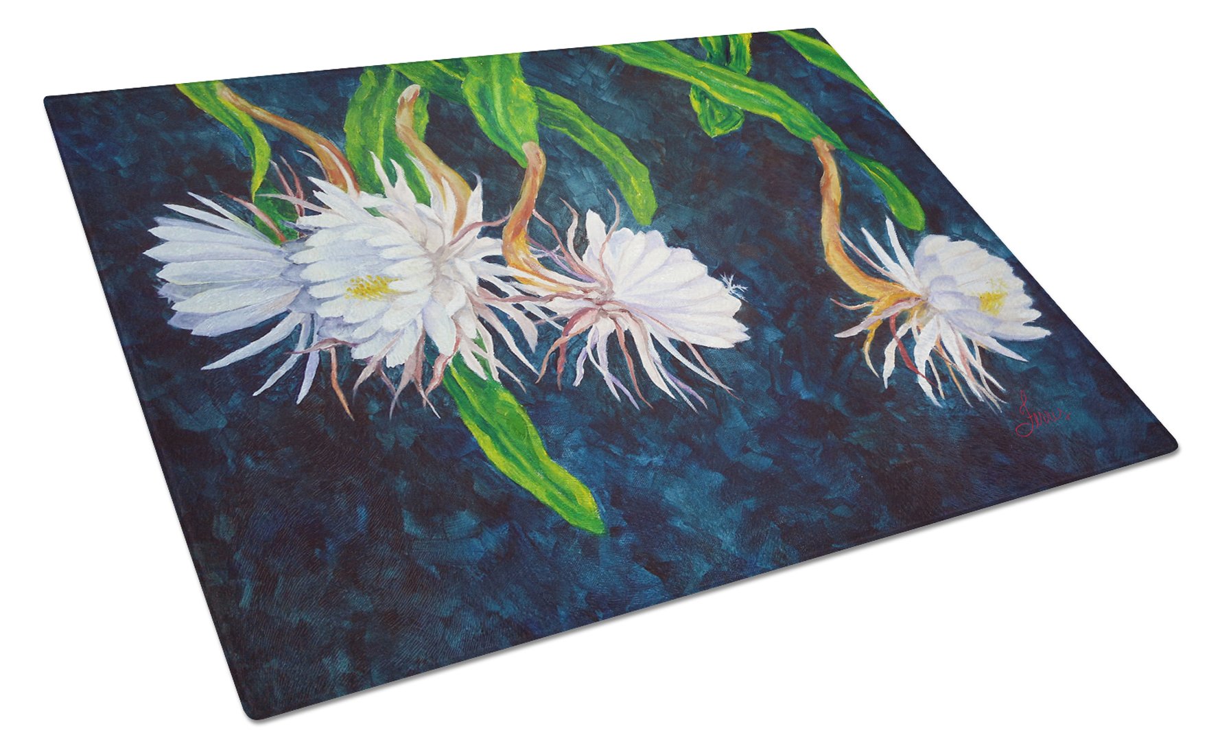 Night Blooming Cereus by Ferris Hotard Cutting Board Tempered Glass Kitchen Cutting Surface, Heat Resistant Chopping, Non-Slip Feet, Food Prep & Serving