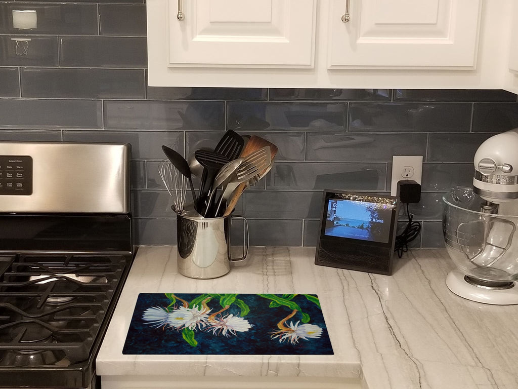 Night Blooming Cereus by Ferris Hotard Cutting Board Tempered Glass Kitchen Cutting Surface, Heat Resistant Chopping, Non-Slip Feet, Food Prep & Serving