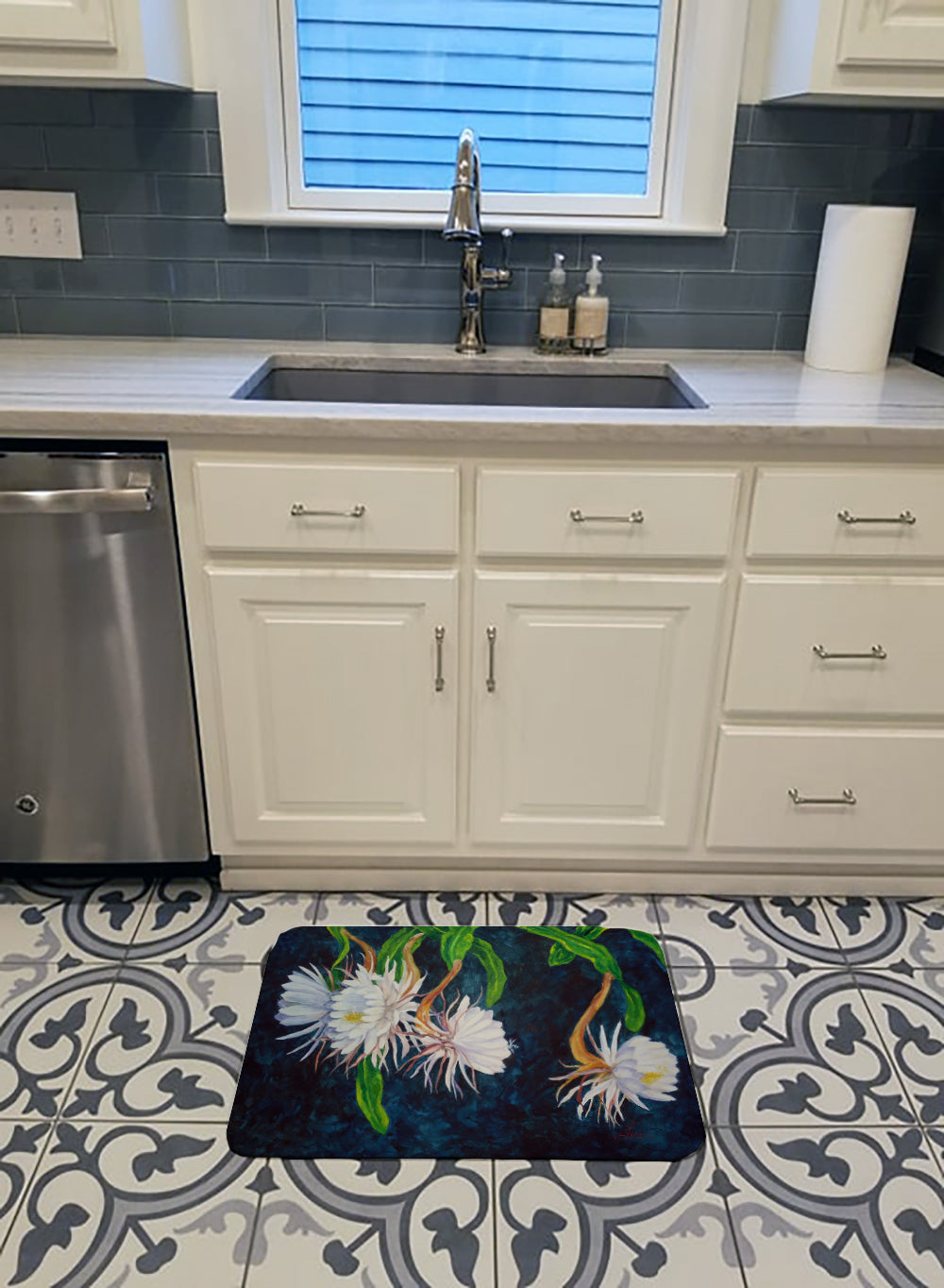 Night Blooming Cereus by Ferris Hotard Memory Foam Kitchen Mat Machine Washable Anti-Fatigue Cushion Comfort Bath or Kitchen Rug