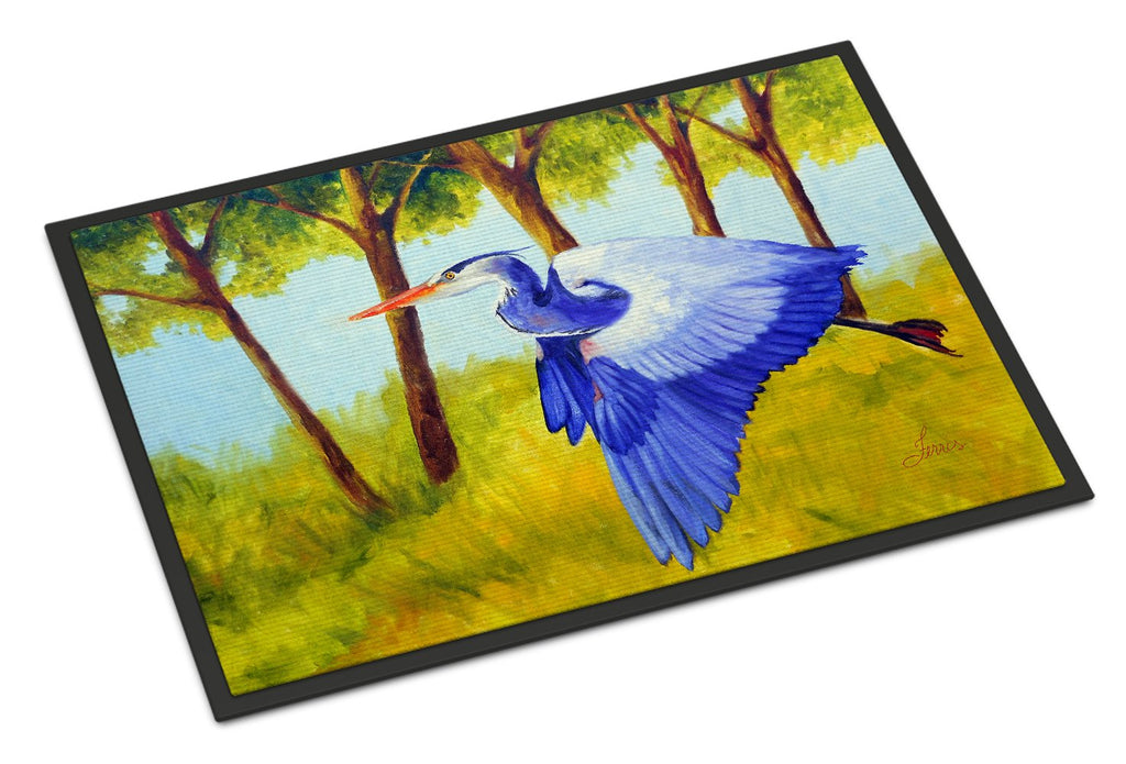 Flying Blue Heron by Ferris Hotard Doormat Indoor Outdoor 24H X 36W Front Door Mat Rugs for Entryway, Non Slip Washable Low Pile,