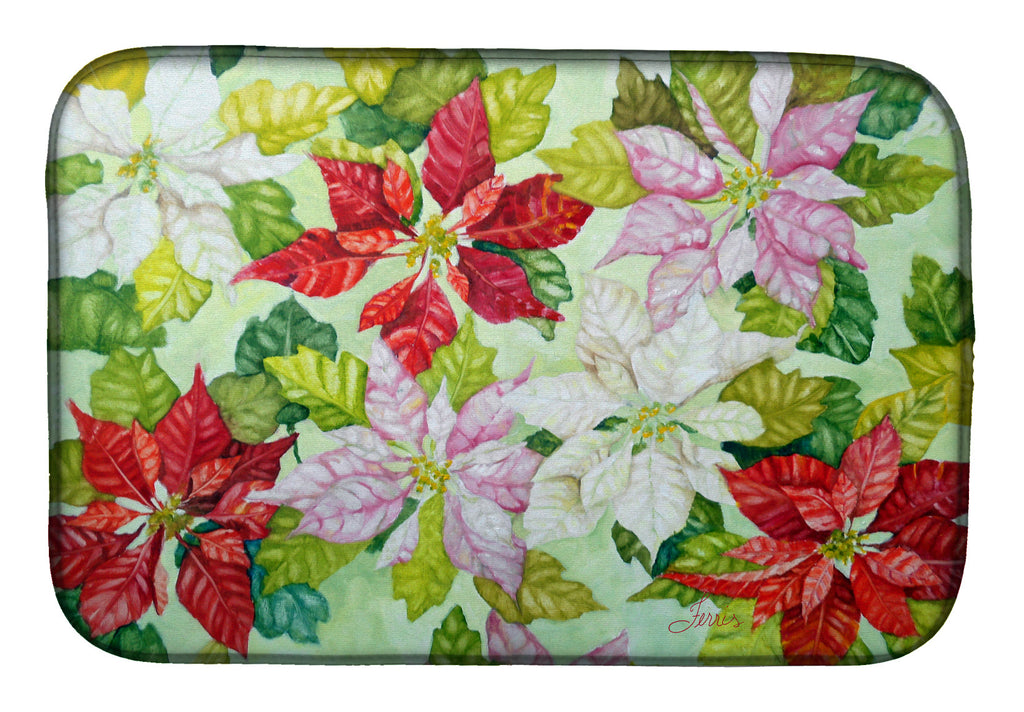 Poinsettias by Ferris Hotard Dish Drying Mat Absorbent Dish Drying Mat Pad for Kitchen Counter Dish Drainer Mat for Countertop, 14 x 21", Multicolor