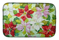 Poinsettias by Ferris Hotard Dish Drying Mat Absorbent Dish Drying Mat Pad for Kitchen Counter Dish Drainer Mat for Countertop, 14 x 21", Multicolor