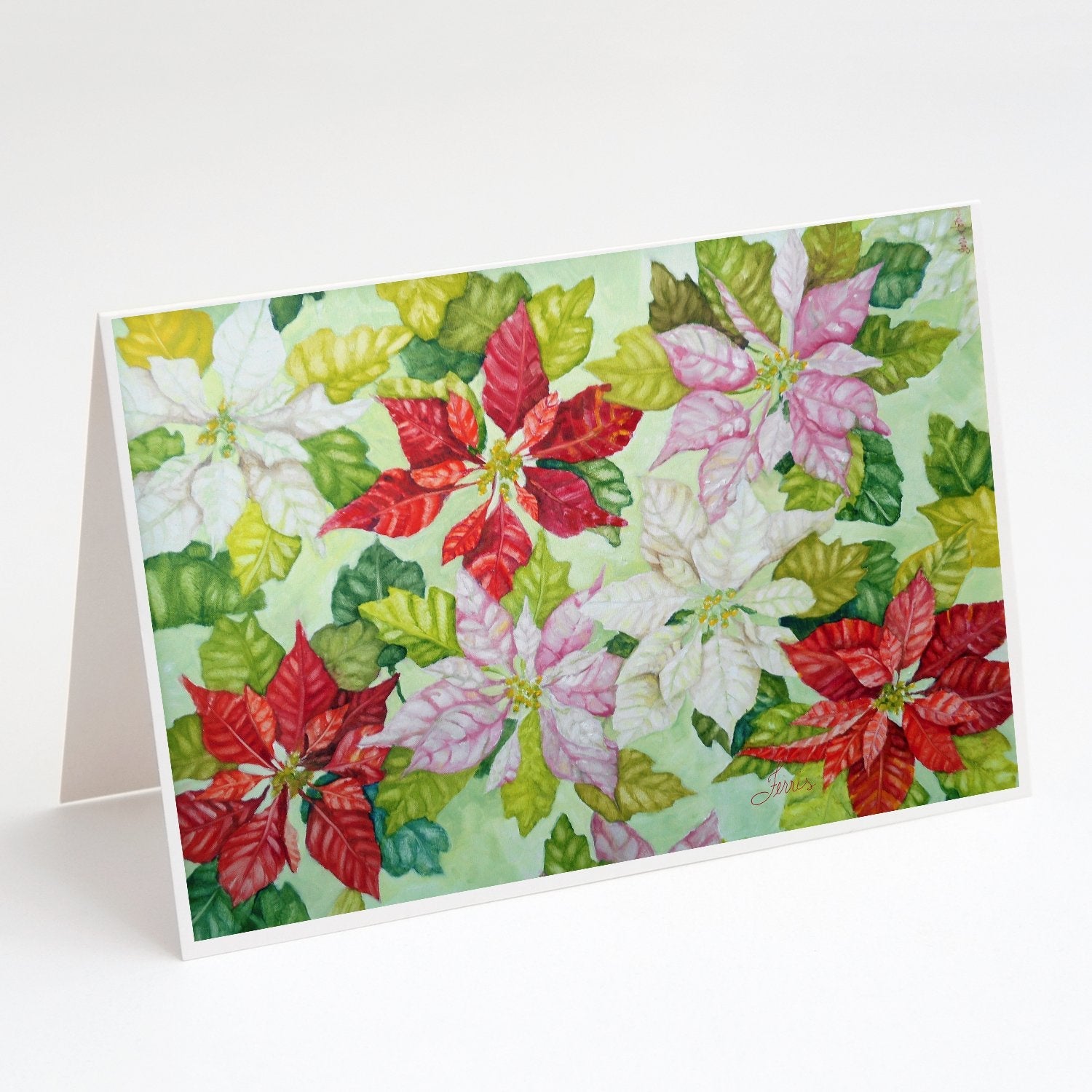 Poinsettias by Ferris Hotard Greeting Cards Pack of 8 Blank Cards with Envelopes Whimsical A7 Size 5x7