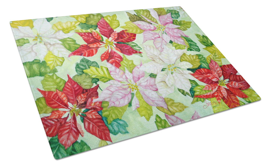 Poinsettias by Ferris Hotard Cutting Board Tempered Glass Kitchen Cutting Surface, Heat Resistant Chopping, Non-Slip Feet, Food Prep & Serving