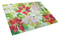 Poinsettias by Ferris Hotard Cutting Board Tempered Glass Kitchen Cutting Surface, Heat Resistant Chopping, Non-Slip Feet, Food Prep & Serving