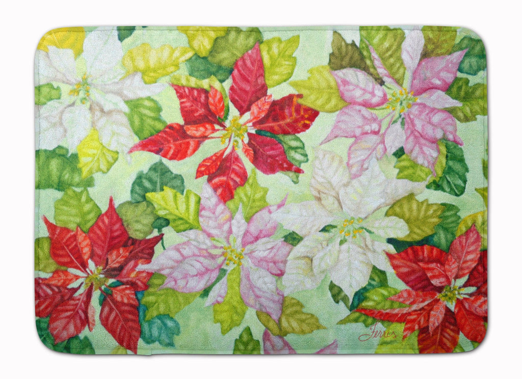 Poinsettias by Ferris Hotard Memory Foam Kitchen Mat Machine Washable Anti-Fatigue Cushion Comfort Bath or Kitchen Rug