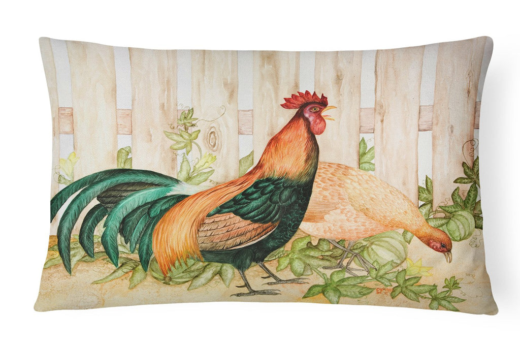 Chicken and Rooster by Ferris Hotard Decorative Throw Pillow 12x16 Indoor Outdoor Accent Cushion, Fabric Cover with Insert for Sofa, Bed, Porch & Living Room