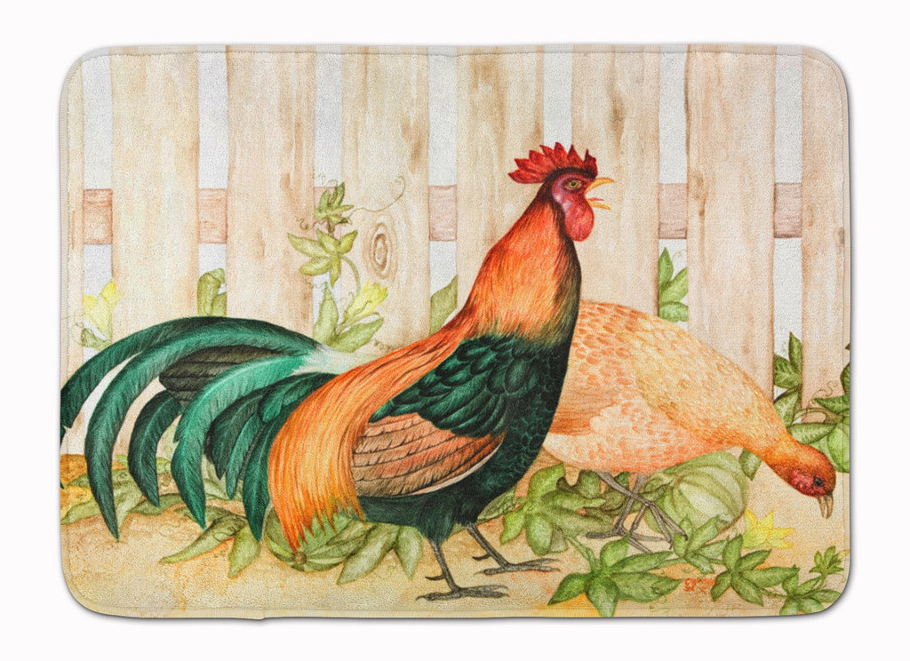 Chicken and Rooster by Ferris Hotard Memory Foam Kitchen Mat Machine Washable Anti-Fatigue Cushion Comfort Bath or Kitchen Rug