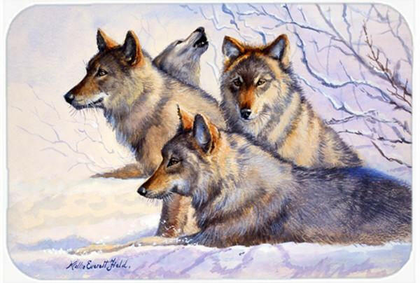 Wolves by Mollie Field Cutting Board Tempered Glass Kitchen Cutting Surface, Heat Resistant Chopping, Non-Slip Feet, Food Prep & Serving