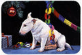 Bull Terrier under the Christmas Tree Cutting Board Tempered Glass Kitchen Cutting Surface, Heat Resistant Chopping, Non-Slip Feet, Food Prep & Serving