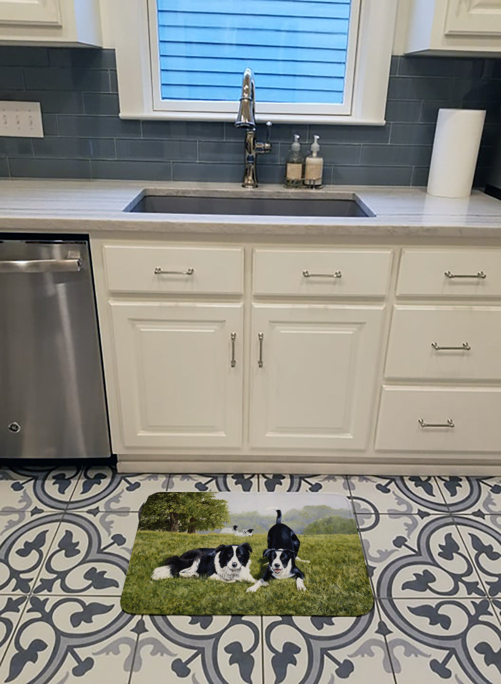 Let's Play Border Collie Memory Foam Kitchen Mat Machine Washable Anti-Fatigue Cushion Comfort Bath or Kitchen Rug