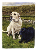 Yellow and Black Labradors House Flag 28x40 Porch Sleeve Pole Decorative Outside Yard Banner Artwork Wall Hanging, Polyester