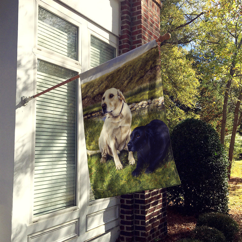 Yellow and Black Labradors House Flag 28x40 Porch Sleeve Pole Decorative Outside Yard Banner Artwork Wall Hanging, Polyester