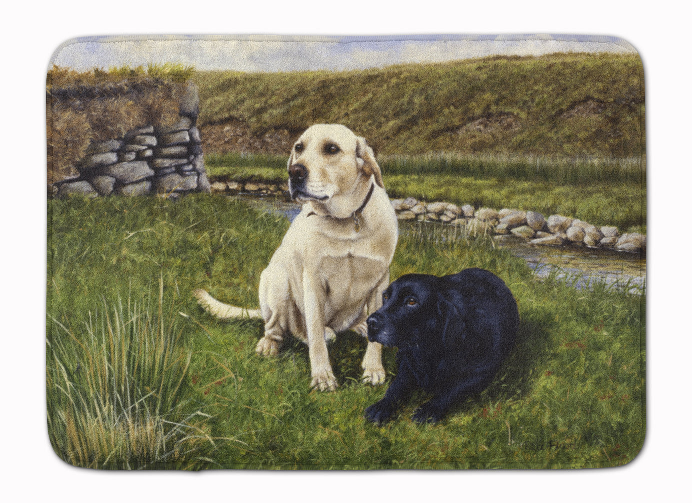 Yellow and Black Labradors Memory Foam Kitchen Mat Machine Washable Anti-Fatigue Cushion Comfort Bath or Kitchen Rug