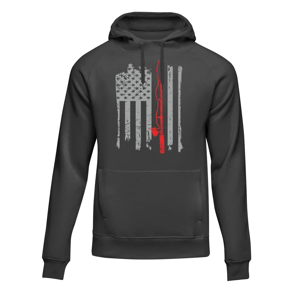 Fishing Rod American Flag Unisex Hoodie