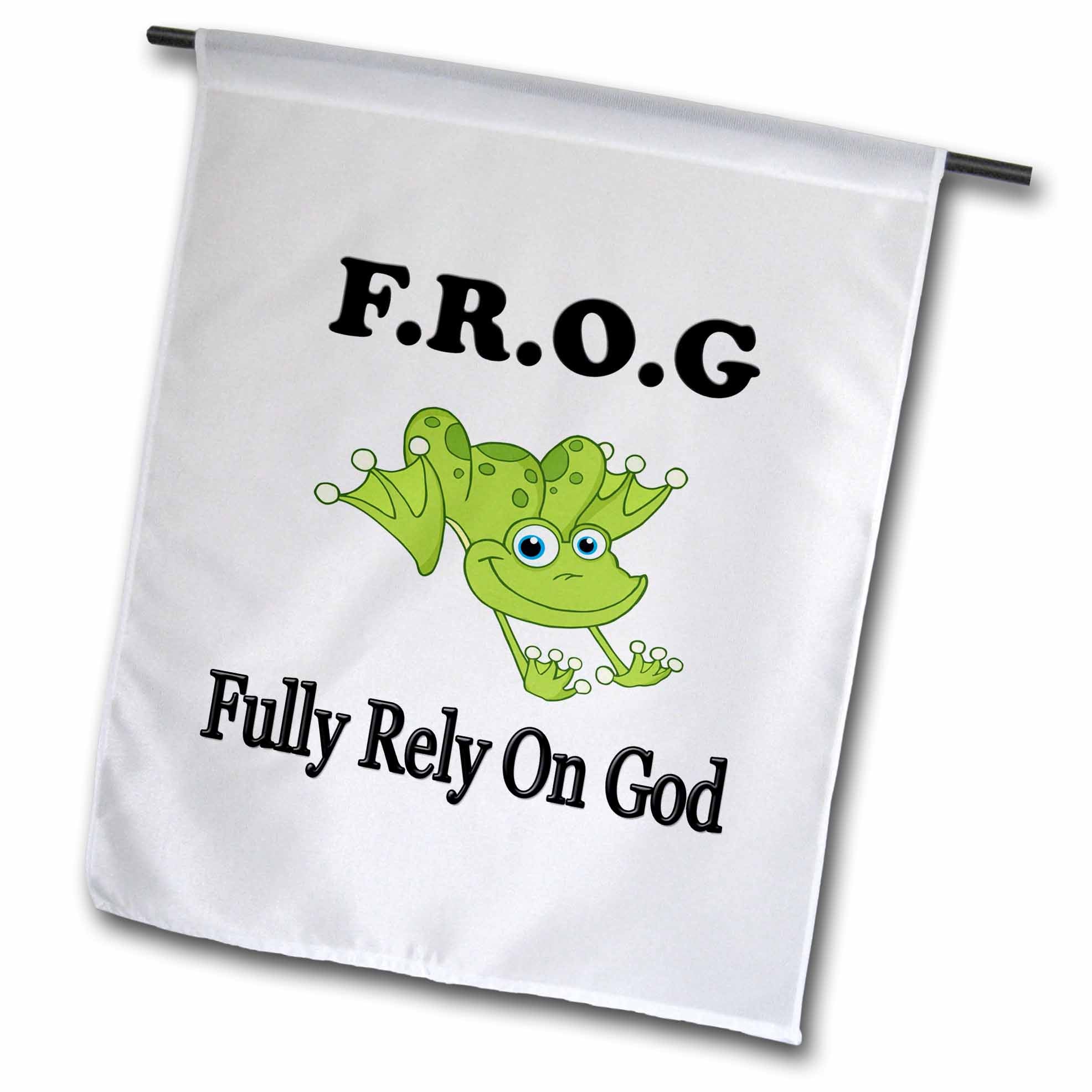 3dRose EvaDane - Funny Quotes - Frog Fully Rely on god - Flags (fl_149833)