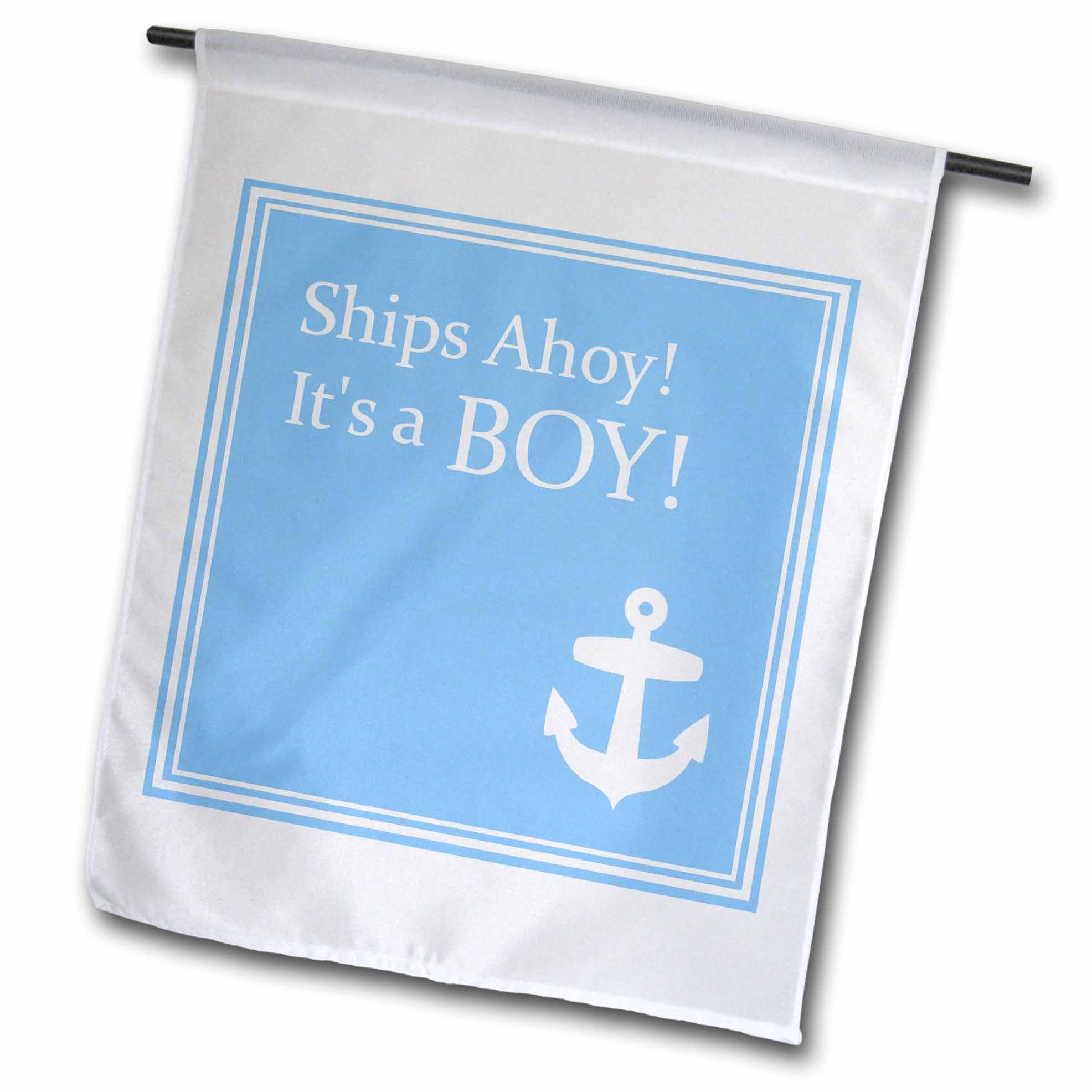 3dRose InspirationzStore Occasions - Ships Ahoy Its a Boy - for Baby showers - light powder blue with white anchor sailor nautical theme - Flags (fl_151388)