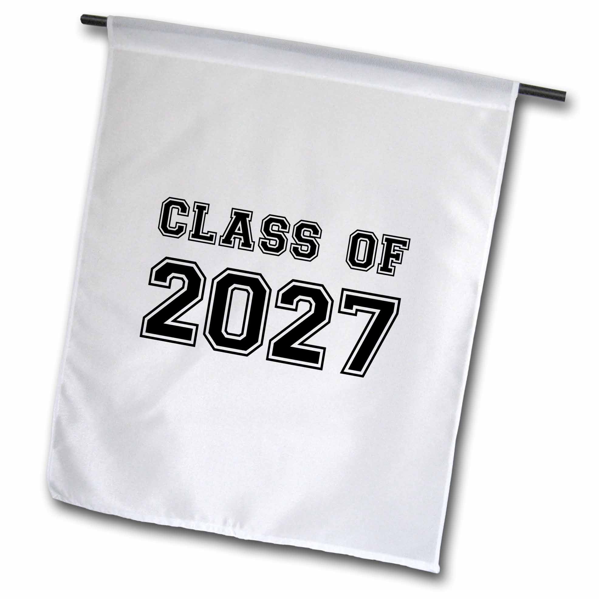3dRose InspirationzStore Typography - Class of 2027 - Graduation gift - graduate graduating high school university or college grad black - Flags (fl_162678)