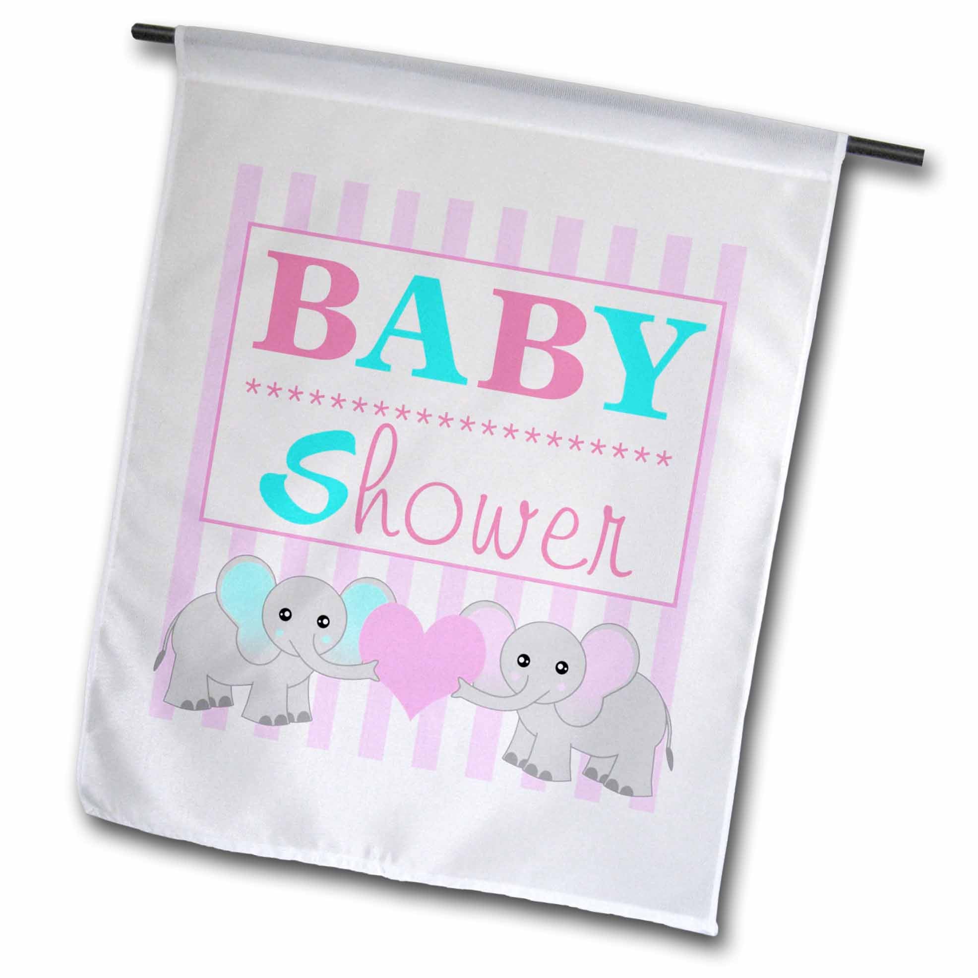 3dRose Janna Salak Designs Baby - BABY Shower - Cute Twin Elephants Pink and Blue - Flags (fl_57085)