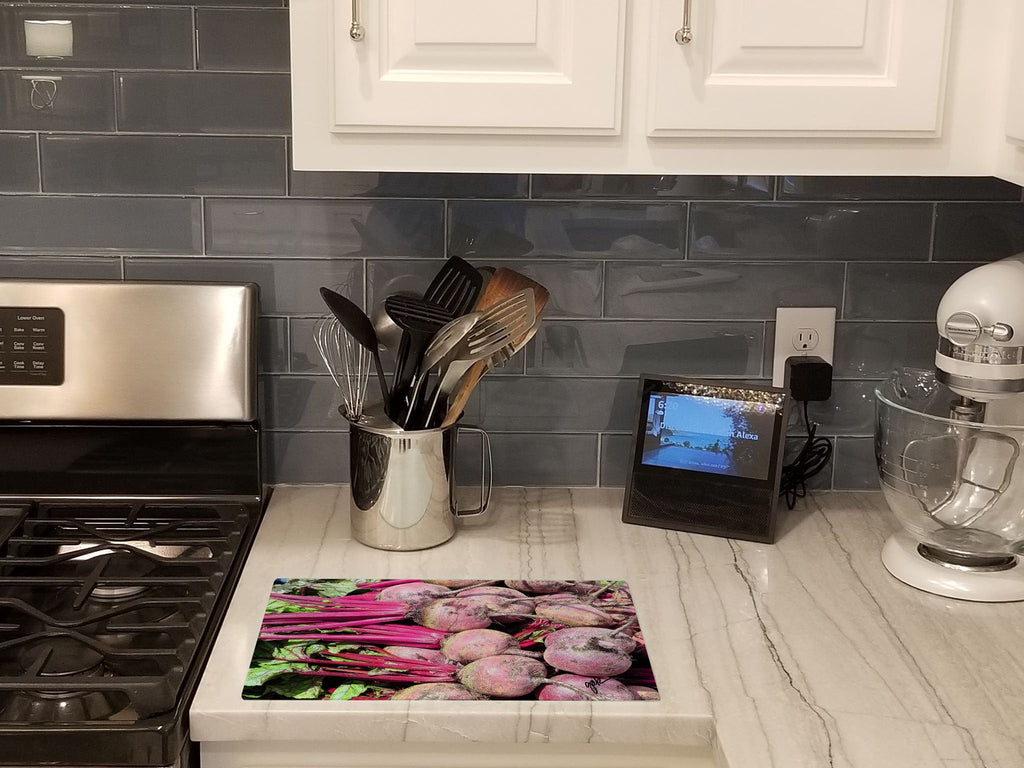 Cutting Board Tempered Glass Kitchen Cutting Surface, Heat Resistant Chopping, Non-Slip Feet, Food Prep & Serving