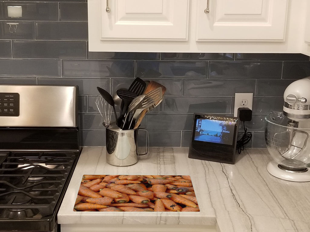 Cutting Board Tempered Glass Kitchen Cutting Surface, Heat Resistant Chopping, Non-Slip Feet, Food Prep & Serving